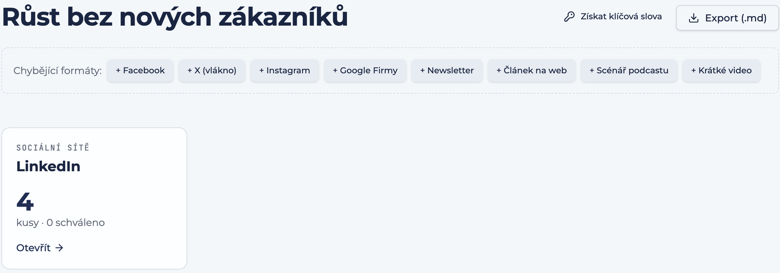 Projekt se všemi vygenerovanými formáty