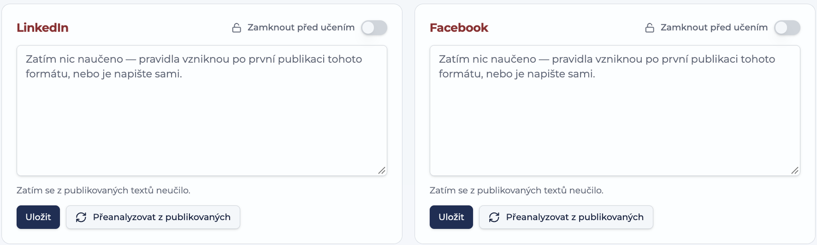 Učí se z toho, co publikujete.