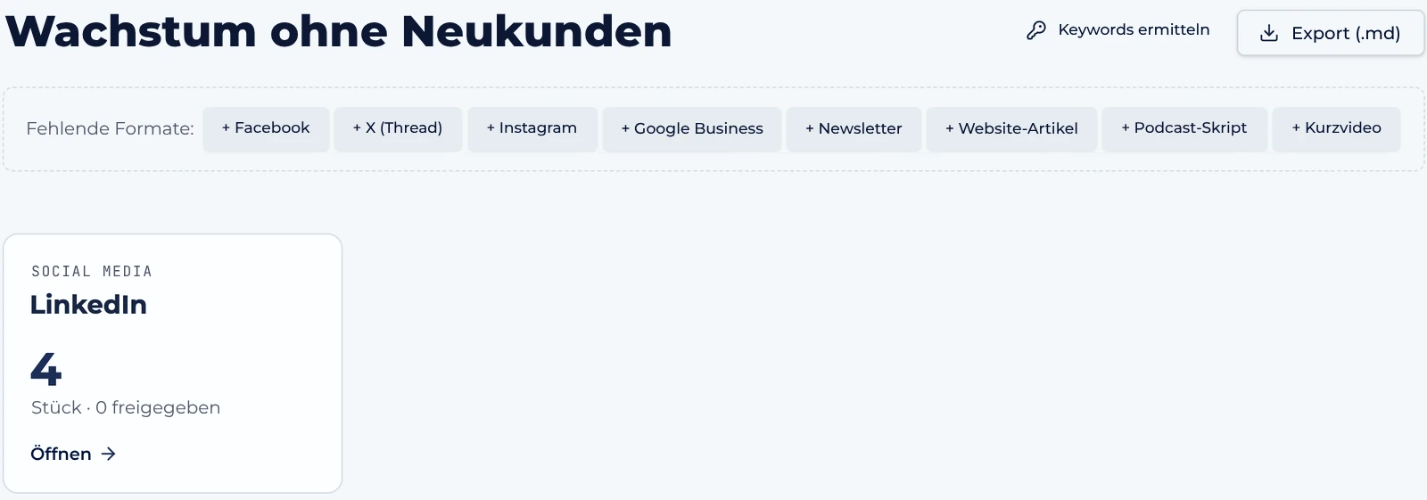 Projekt mit allen generierten Formaten