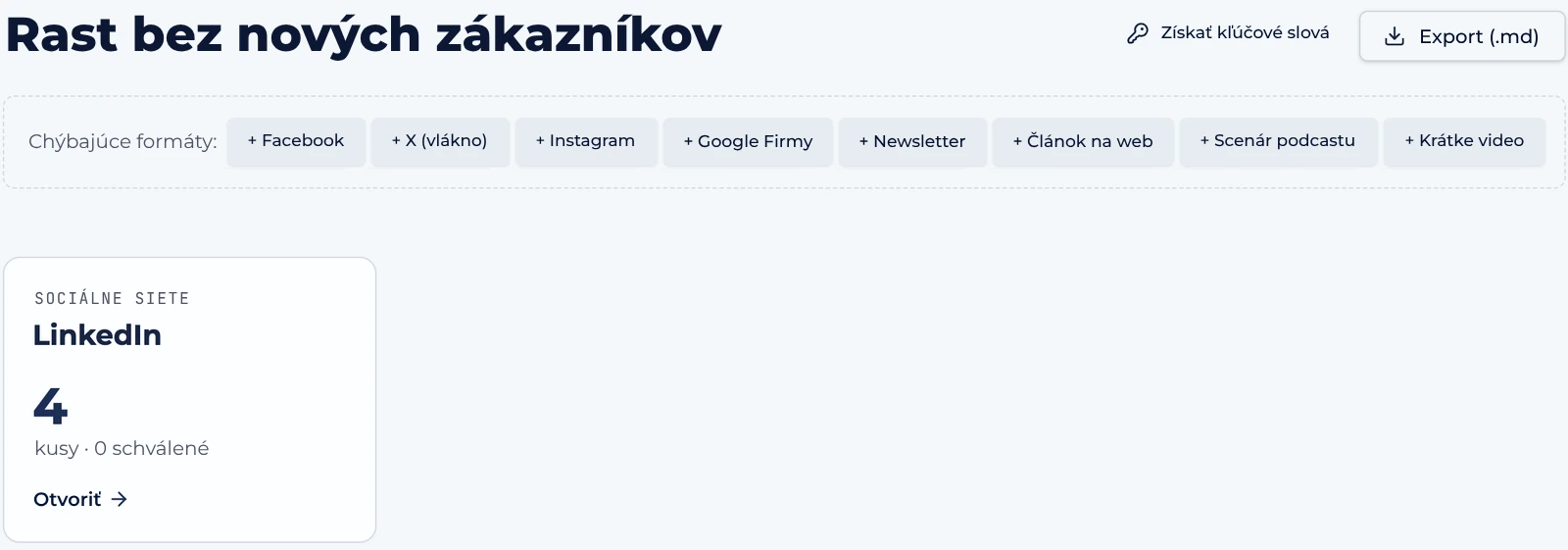 Projekt so všetkými vygenerovanými formátmi